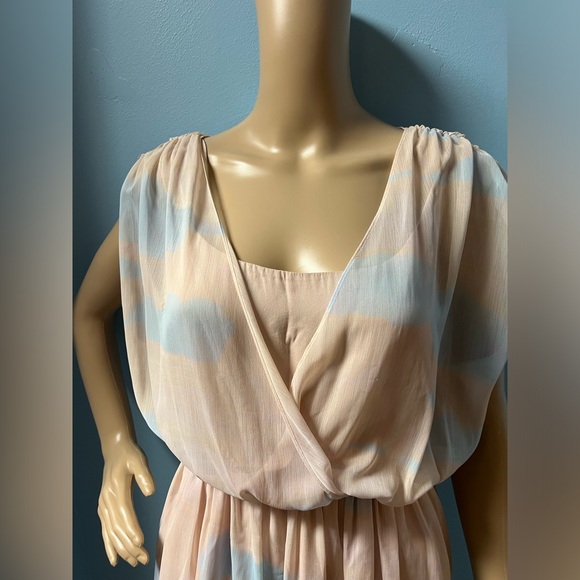 Alice + Olivia tie dye Sunset Skies Dress blue pink chiffon - Picture 6 of 7